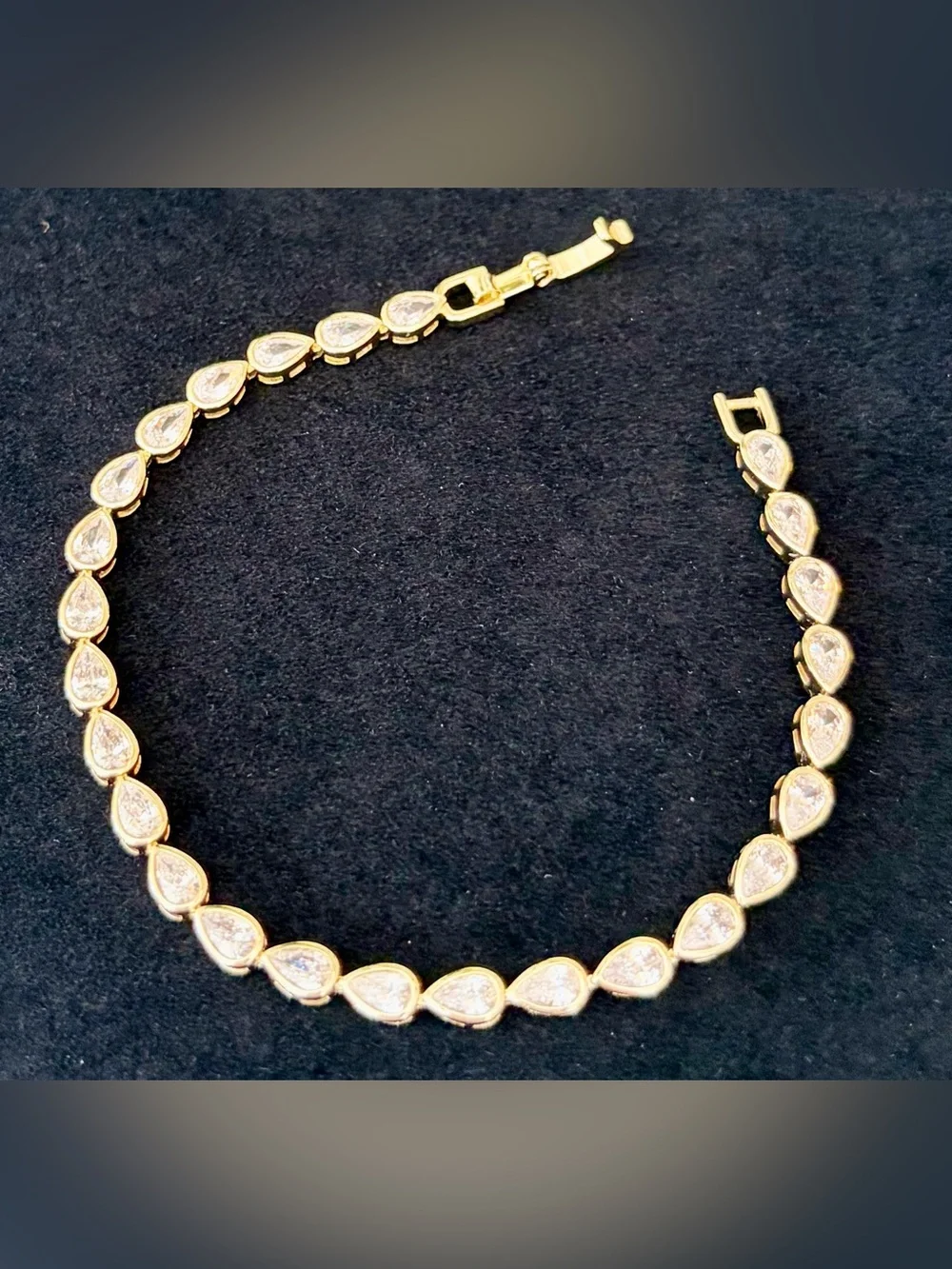 NIB Gold Teardrop Tennis Bracelet with Clear Stones absolutely stunning!